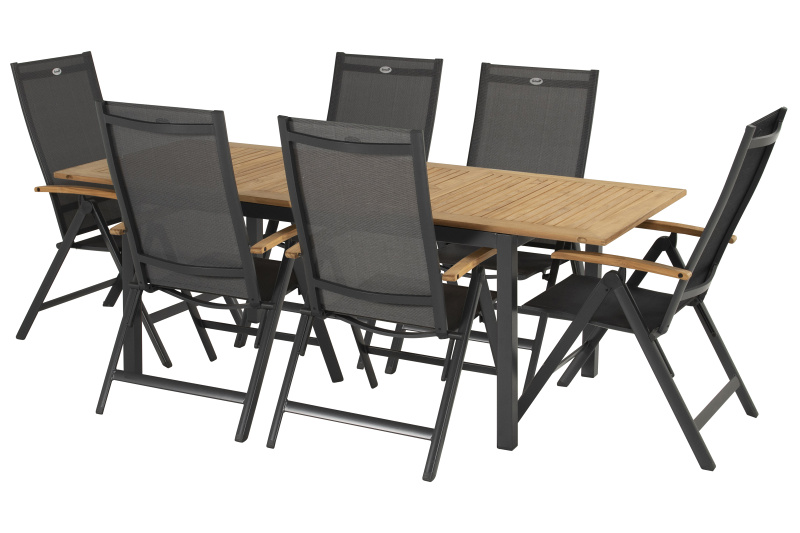 Zahradní set South Wales + 6 x křeslo Aruba, rozkládací stůl 150/210x90cm HN63000445