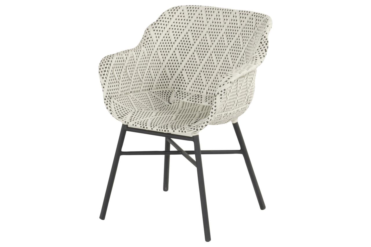 Pevné křeslo Delphine, umělý výplet, diamond a podnož black HN53594833