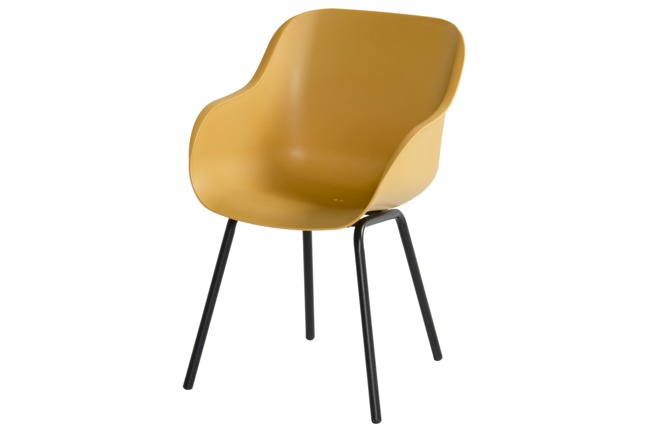 Jídelní židle Sophie Rondo Elegance, plastová s alu podnoží, Curry Yellow HN21670872