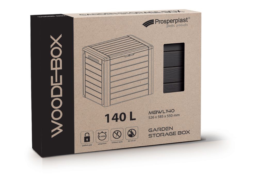 Zahradní box WOODEBOX 140 l - tmavě hnědá 58,5 cm PRMBWL140-440U (obrázek 3)