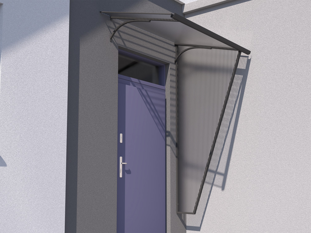 Boční stěna ke stříšce T-160, RAL7016, čirá - levá TE8251821