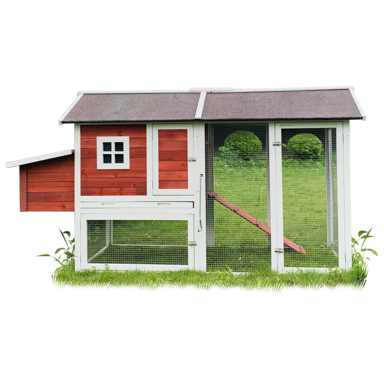 Agrofortel Dřevěný kurník MILÁNO RED MAXI, 2200x740x1200 mm (obrázek 4)