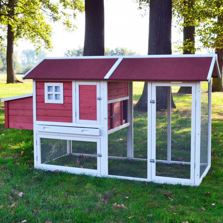 Agrofortel Dřevěný kurník MILÁNO RED MAXI, 2200x740x1200 mm