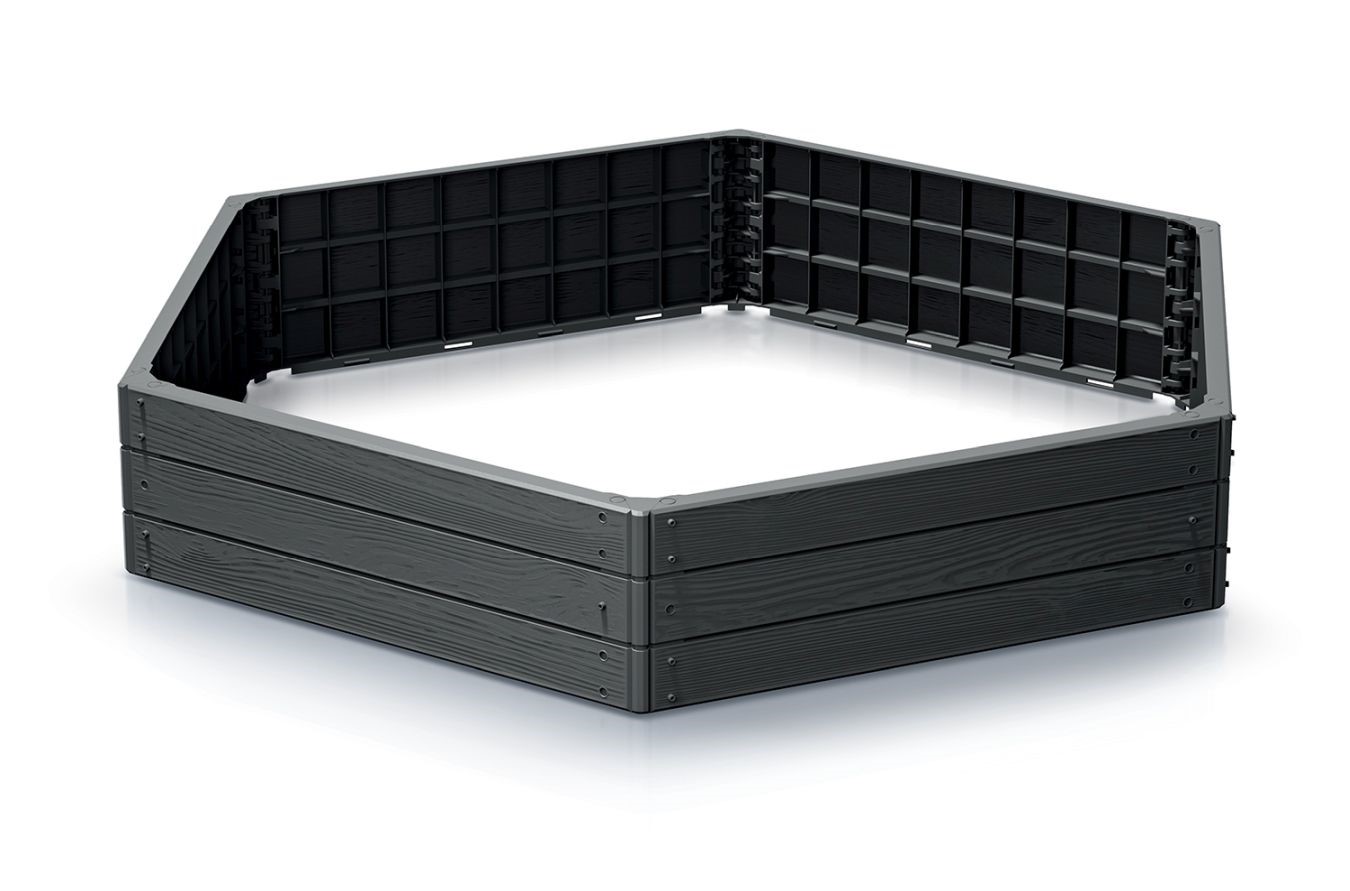 Vyvýšený záhon BASE WOODY, antracit 148 x 129 x 25 cm PRIBWH-S433