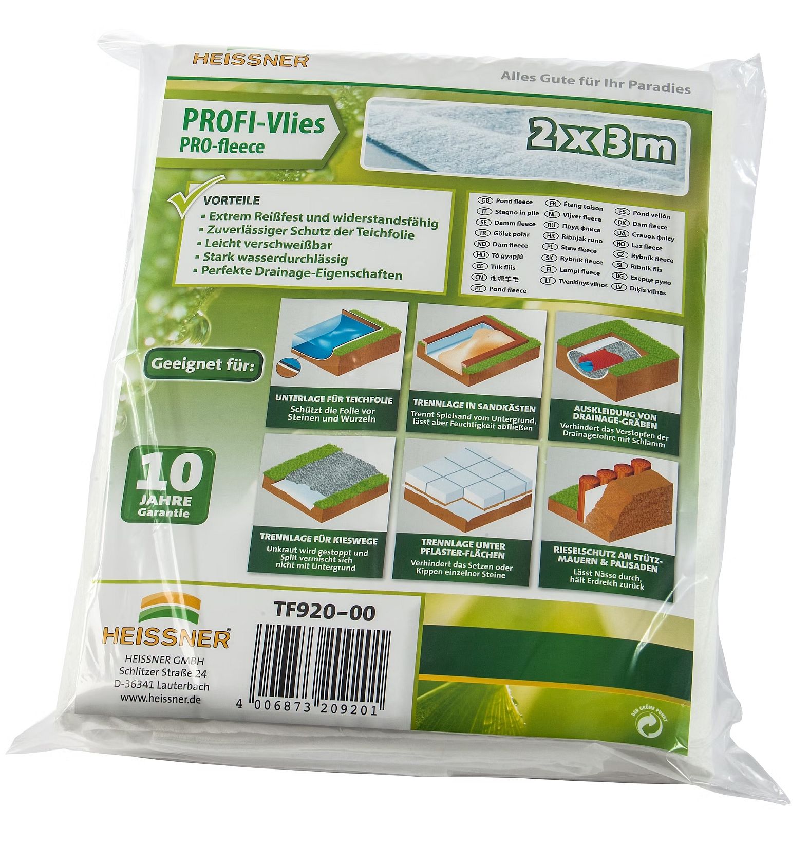 Heissner jezírková geotextilie pod fólii 4 x 4 m