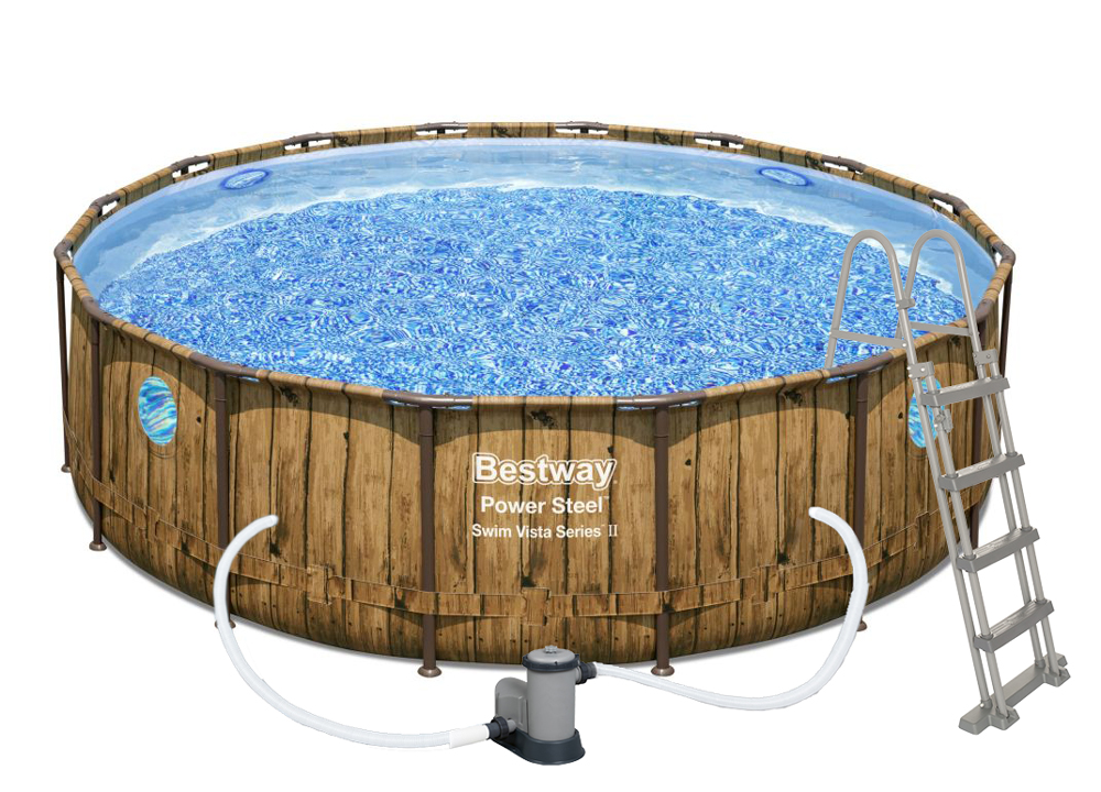 Bazén BESTWAY Power Steel Wood Swim Vista 4,88 x 1,22 m - 56725