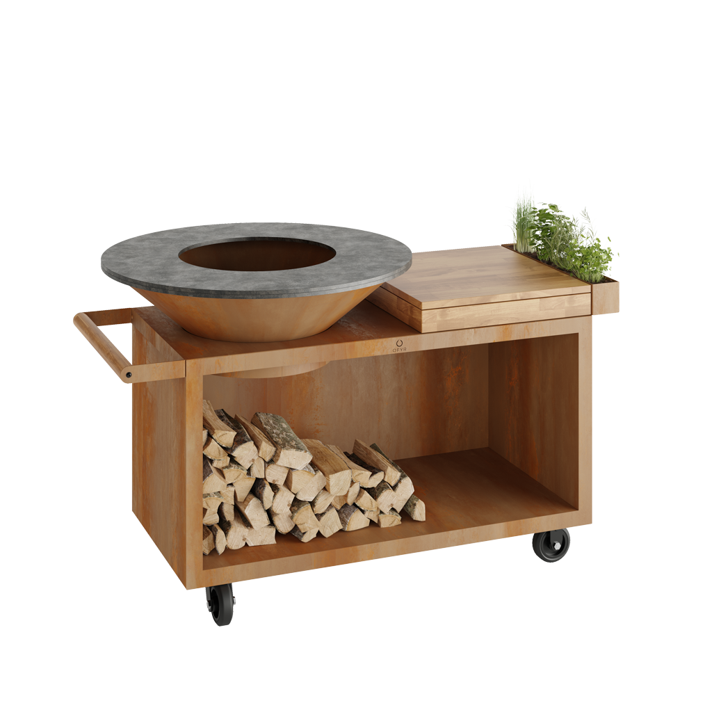 Grilovací ohniště OFYR Island 100 Corten PRO Teak Wood