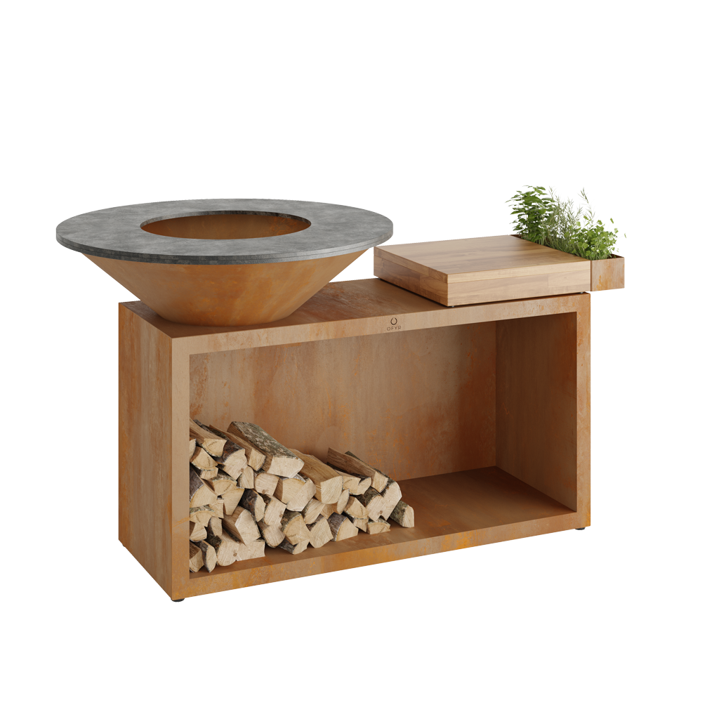 Grilovací ohniště OFYR Island 100 Corten Teak Wood