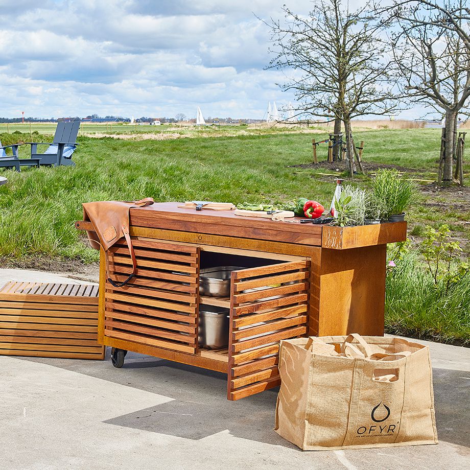 Teaková vložka do stolu OFYR PRO s 2 dvířky Teak Wood Large (obrázek 4)
