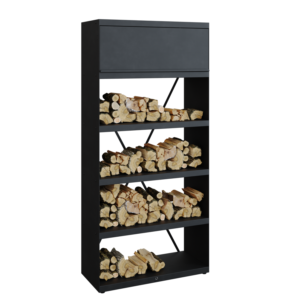 Levně Vysoký regál na dřevo OFYR Wood Storage Black 100