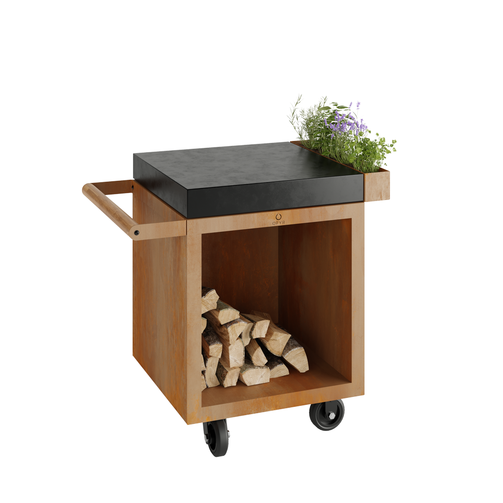 Pojízdný pracovní stůl OFYR Mise en Place Corten 65 PRO Ceramic Dark Grey