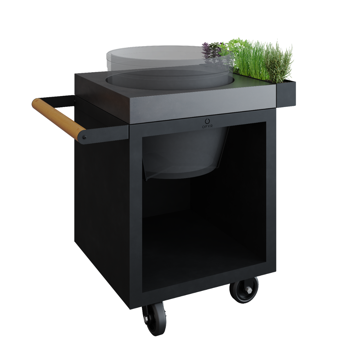 Pojízdný stůl OFYR Black 65 PRO Concrete TB, pro kamado grily (obrázek 3)