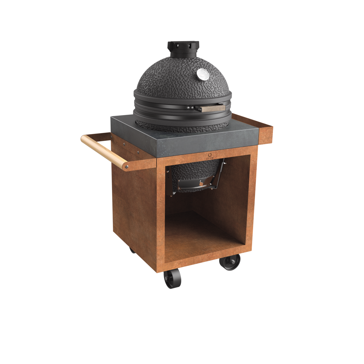 Pojízdný stůl OFYR Corten 65 PRO Concrete TB, pro kamado grily