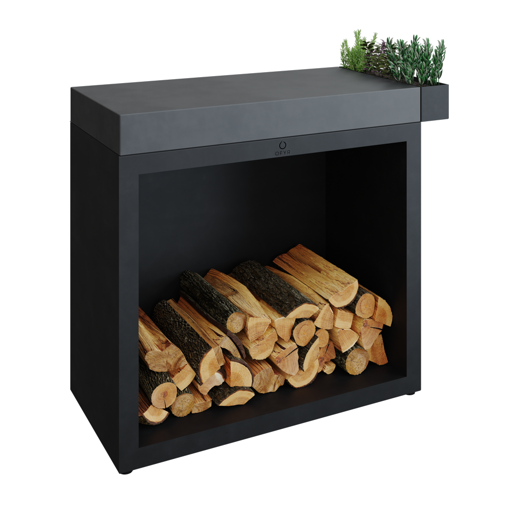Pevný pracovní stůl OFYR Butcher Block Storage 90 Black Ceramic Dark Grey