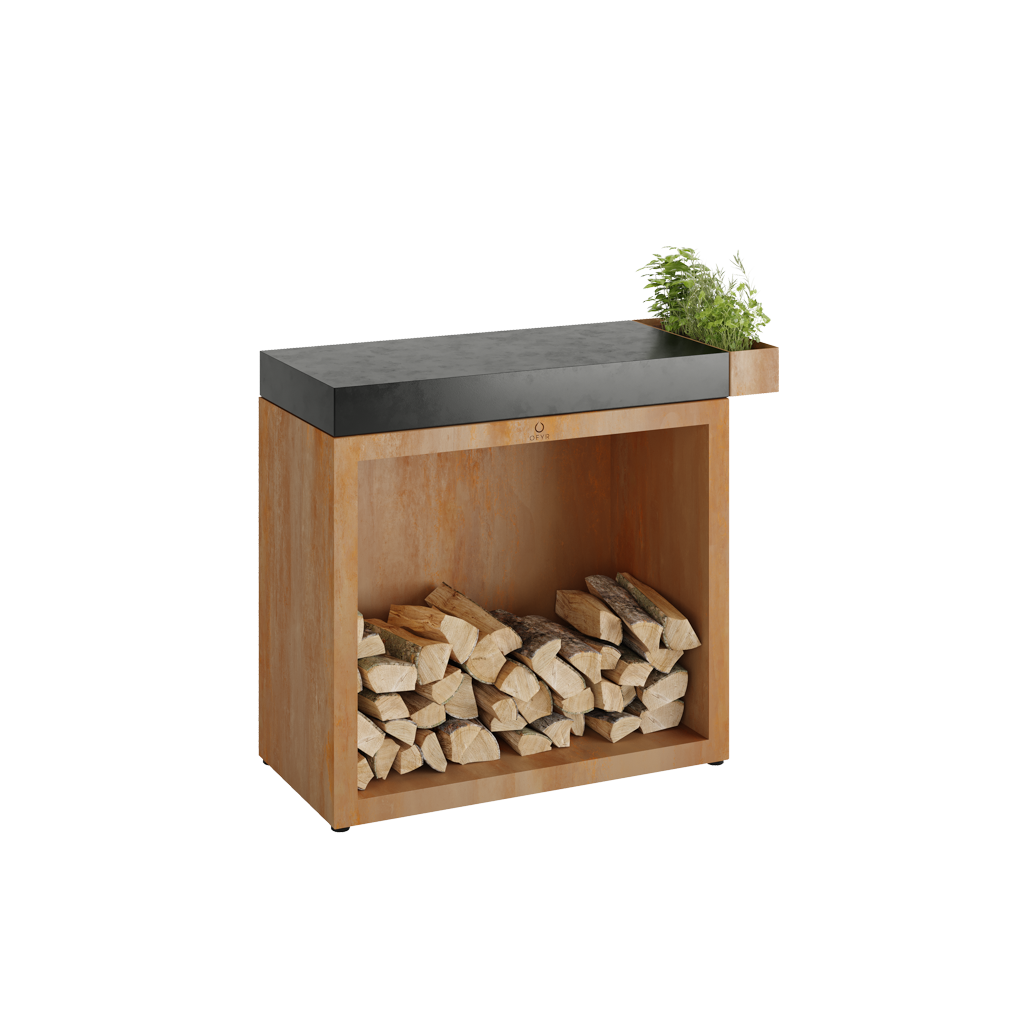 Pevný pracovní stůl OFYR Butcher Block Storage 90 Corten Ceramic Dark Grey