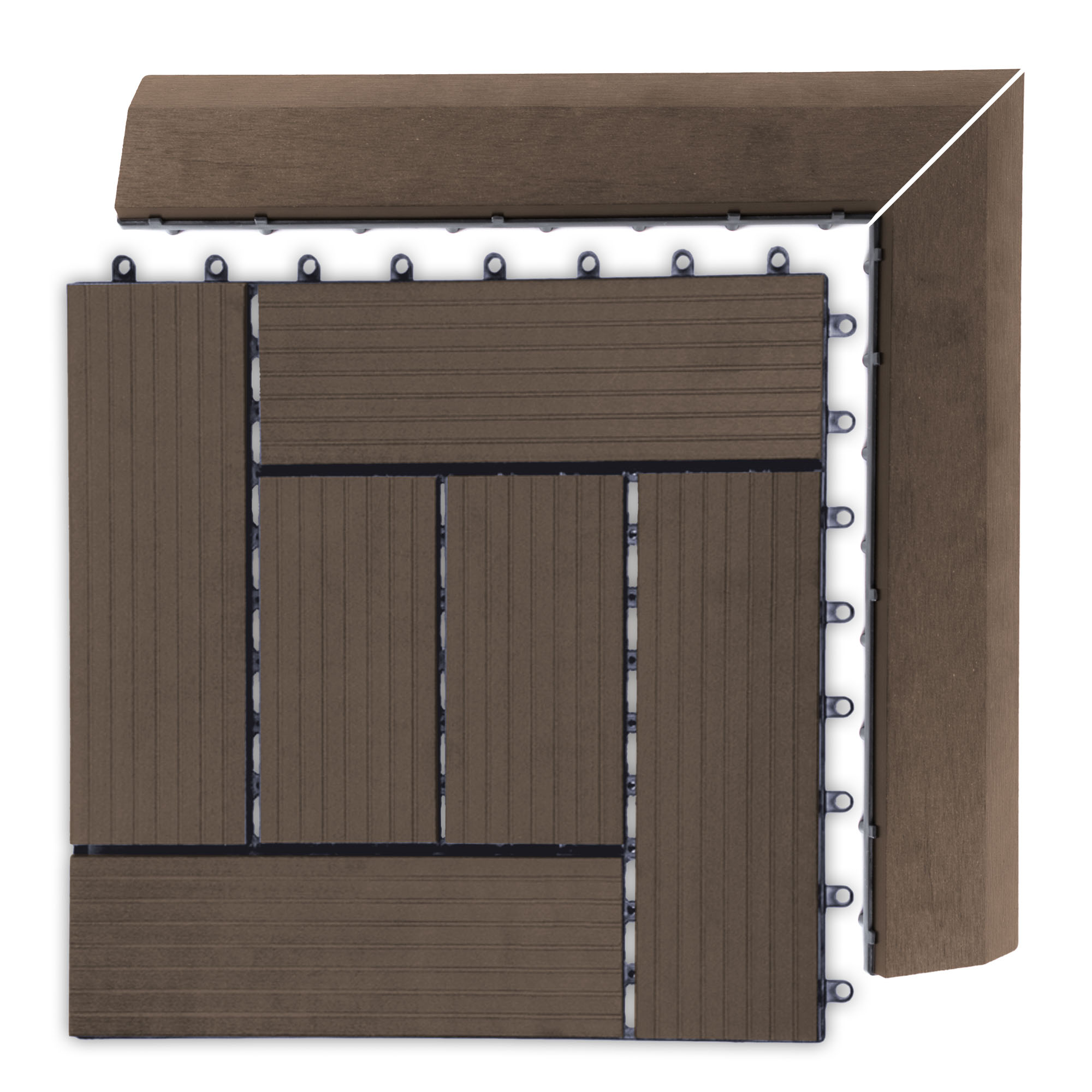 Přechodová lišta G21 Indický teak pro WPC dlaždice, 38,5 x 7,5 cm rohová (levá) (obrázek 7)
