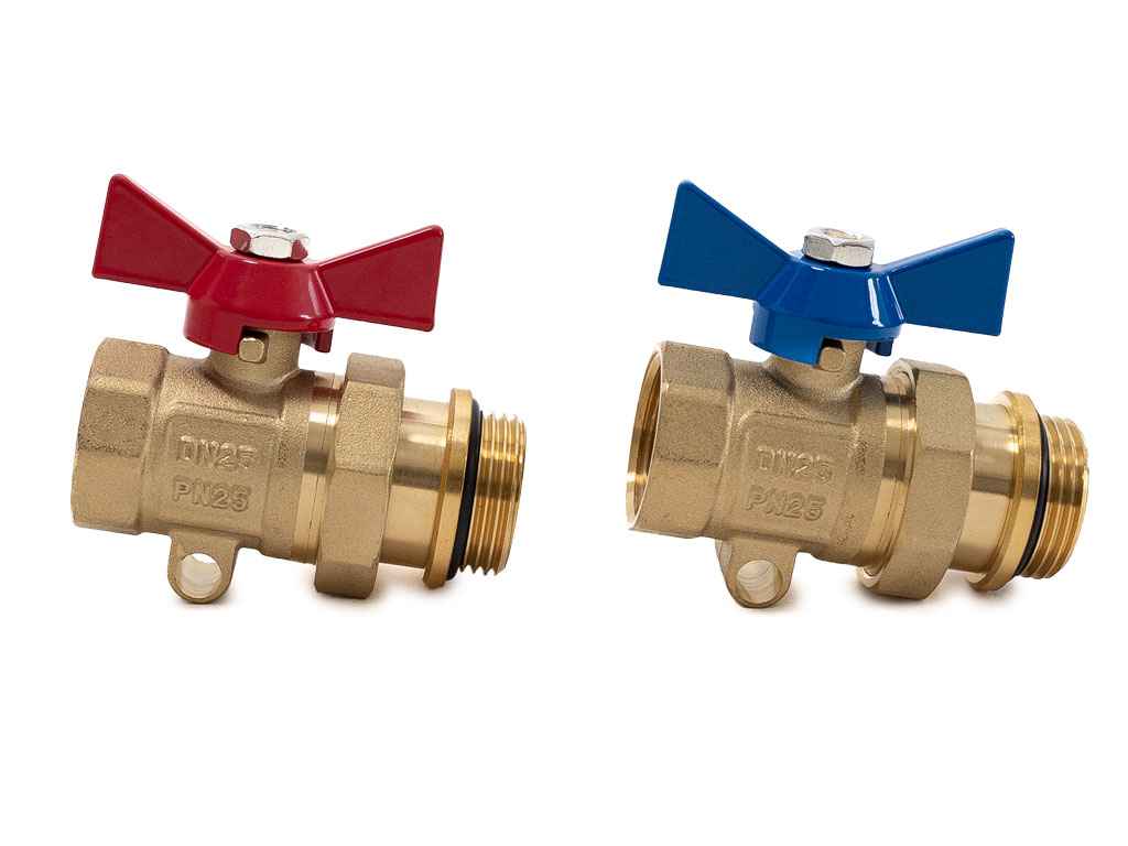 Wigell Ventil kulový přímý, se šroubením 1" a těsněním + příprava na teploměr (pár) 8481.80.90