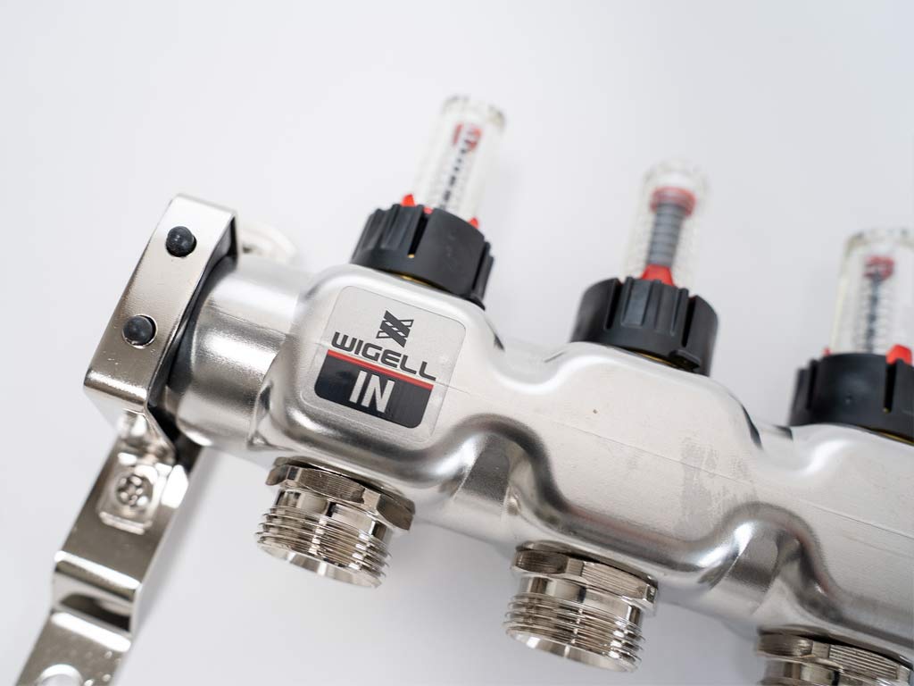 Wigell Podlahový rozdělovač WIGELL, 7 okruhů, nerez + automatické odvzdušňování