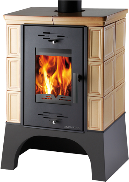 Haas+Sohn Kachlová kamna EBOLI, tabak, podstavec černý