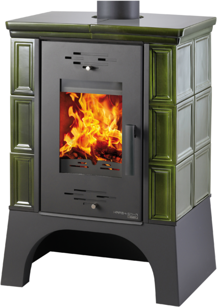 Haas+Sohn Kachlová kamna EBOLI, zelená, podstavec černý