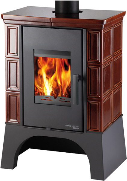Haas+Sohn Kachlová kamna EBOLI AL II s výměníkem, hnědá, černý podstavec