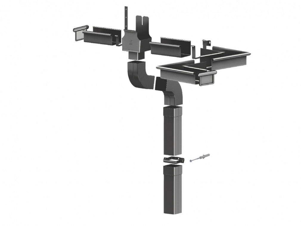 Lakovaný okapový roh žlabu Covernit SQUARE Vnitřní 120 mm - Obrázek 5