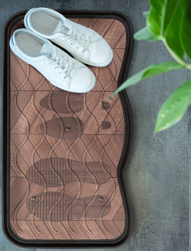 Multy home Odkapávač na boty Printed Footprints Wood 38cm x 75cm MHEU1000056, 1 ks - Obrázek 3