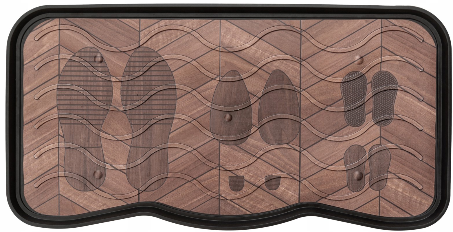 Multy home Odkapávač na boty Printed Footprints Wood 38cm x 75cm MHEU1000056, 1 ks