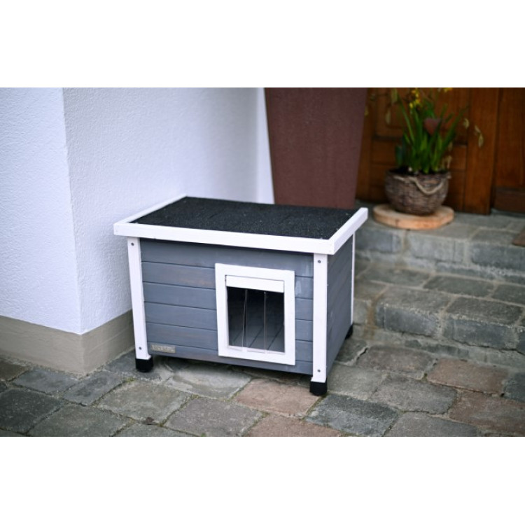 Agrofortel Bouda kočičí, domeček RUSTICA šedá/bílá, 57 x 45 x 43 cm - Obrázek 3