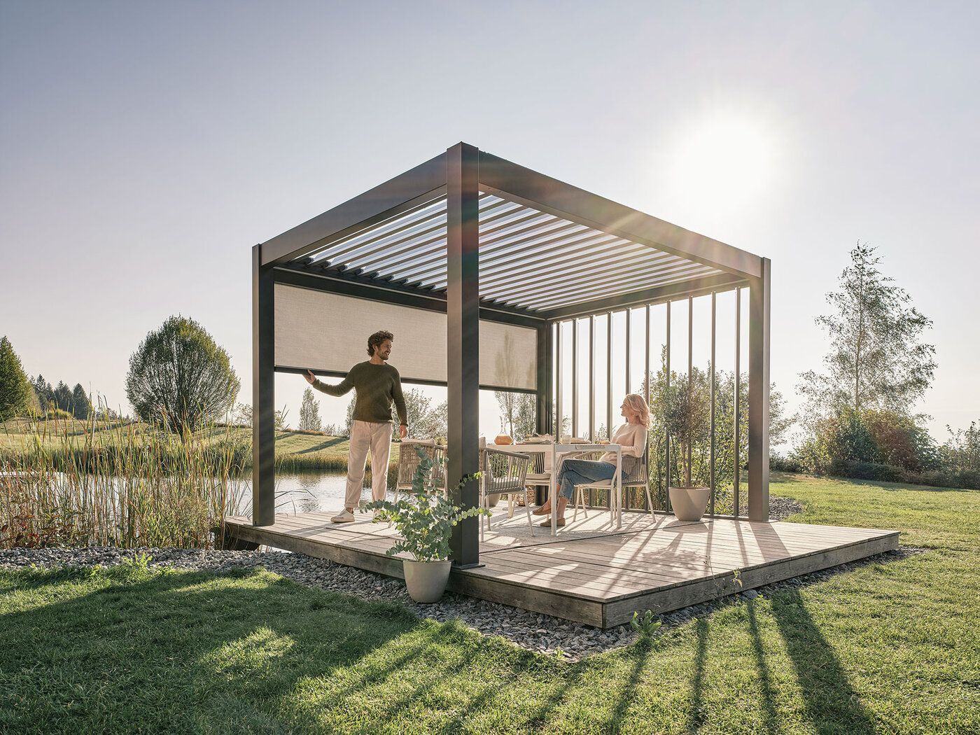 Bioklimatická pergola BIOHORT 4 x 3,5 m, tmavě šedá/stříbrná metalíza (obrázek 6)