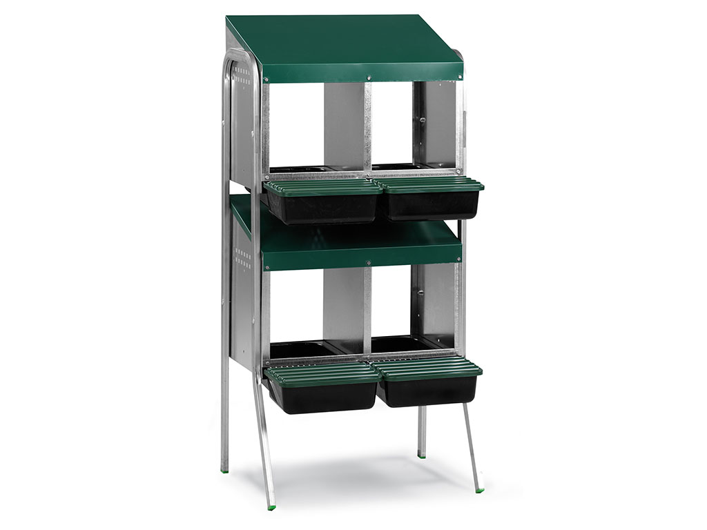 Snáškové hnízdo pro slepice se sběrným košíkem na vejce GAUN 10136 čtyřmístné na nožičkách