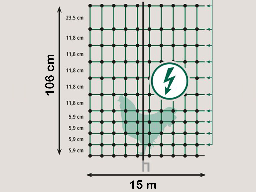 Vodivá síť pro drůbež KERBL 292274, 106 cm x 15 m / 2 hroty (obrázek 9)