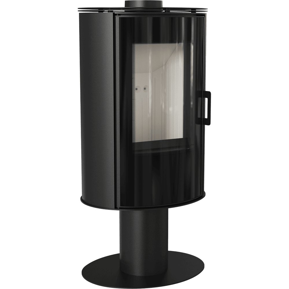 Krbová kamna KRATKI KOZA AB Glass s ocelovou horní deskou a nohou, černá