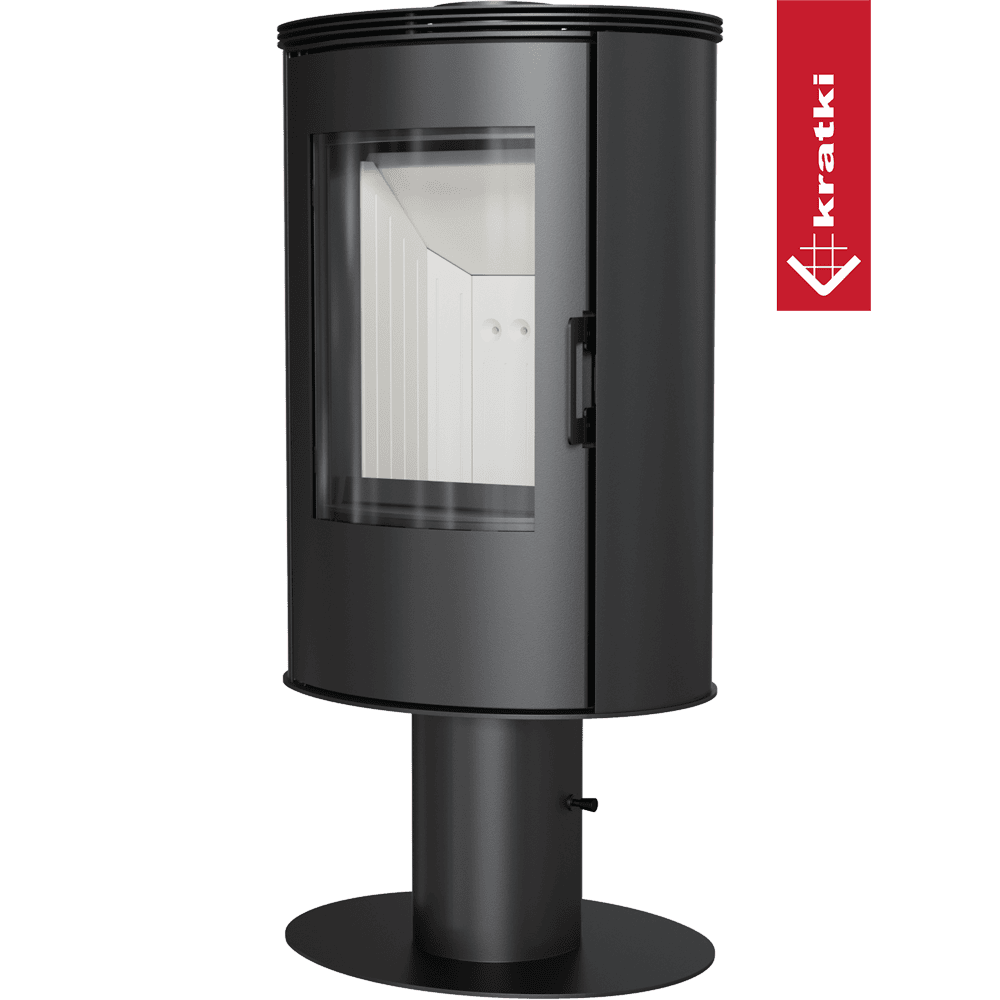 Krbová kamna KRATKI KOZA AB s ocelovou horní deskou a nohou, černá