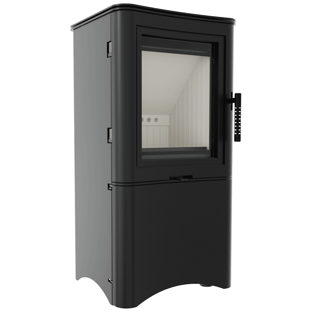 Krbová kamna KRATKI KOZA K5 zásobník s dvířky, černá