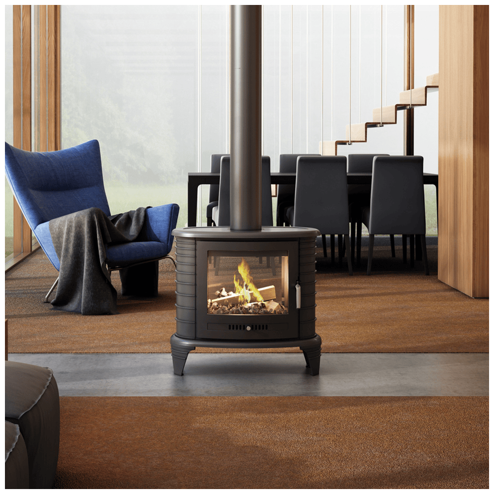 Krbová kamna KRATKI KOZA K8 průhledová, černá