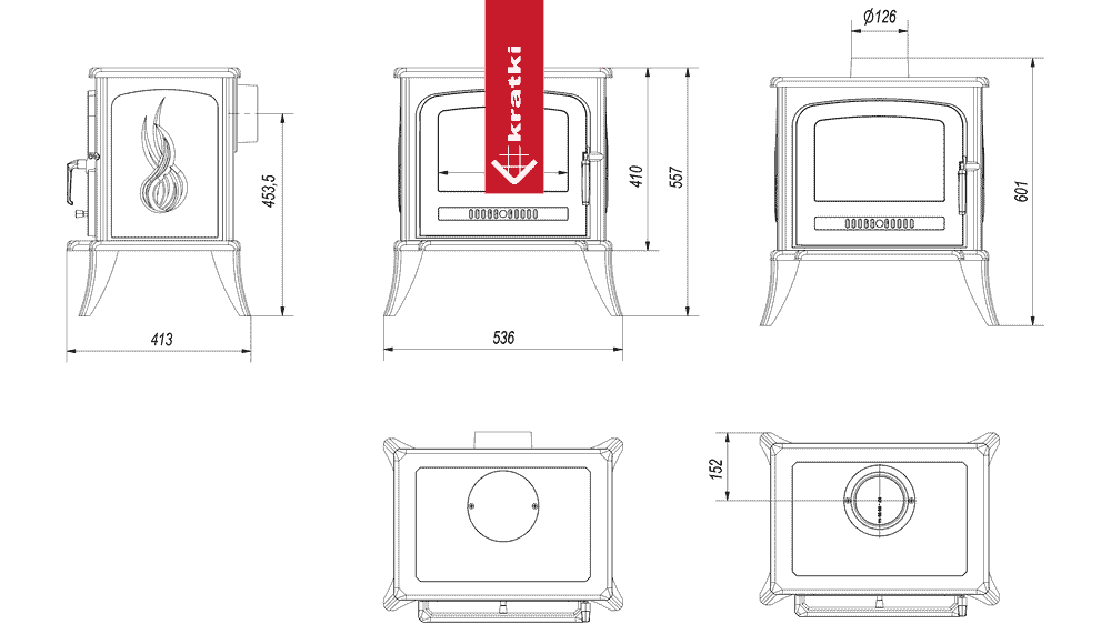 Krbová kamna KRATKI KOZA K7 ASDP s automatickou regulací, černá