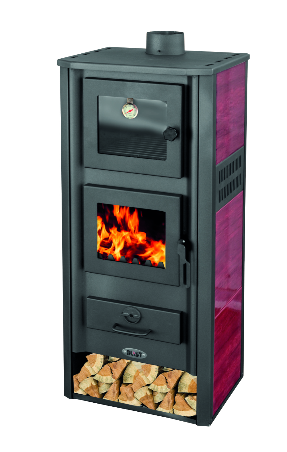 Krbová kamna BLIST ROMA S s troubou, červená