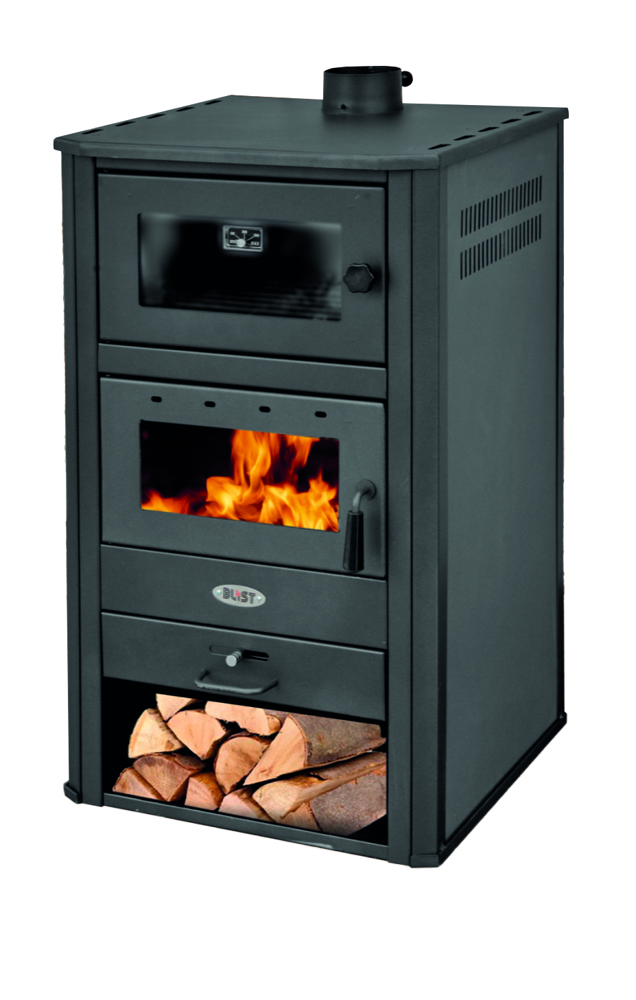 Krbová kamna BLIST BRM s troubou, šedá