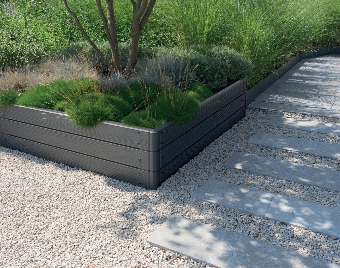 Vyvýšený záhon BASE WOODY, antracit 149 x 75 x 25 cm