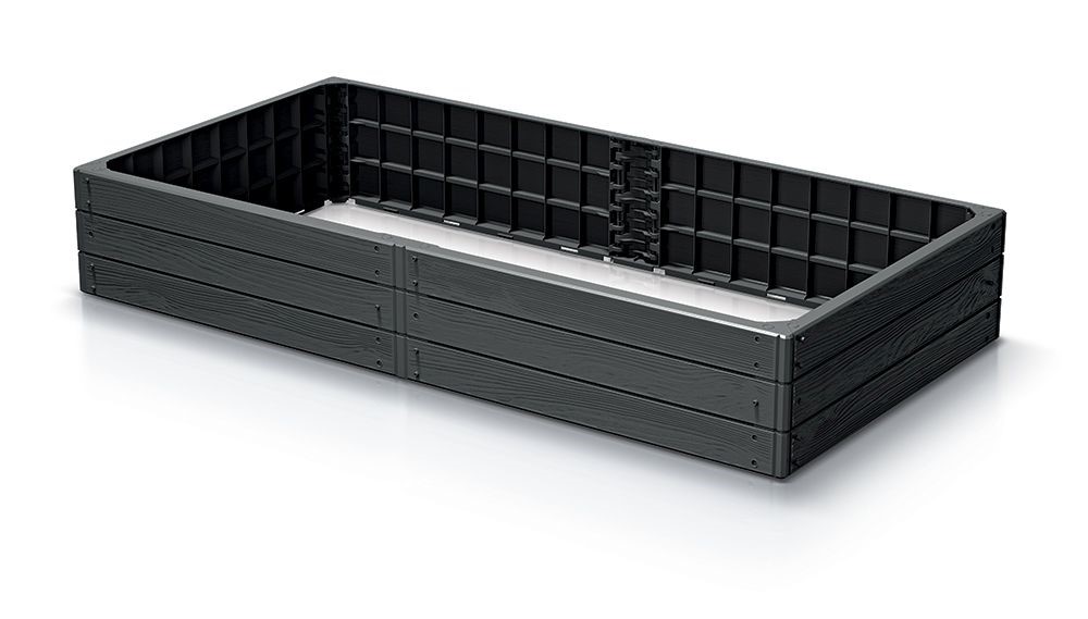 Vyvýšený záhon BASE WOODY, antracit 149 x 75 x 25 cm