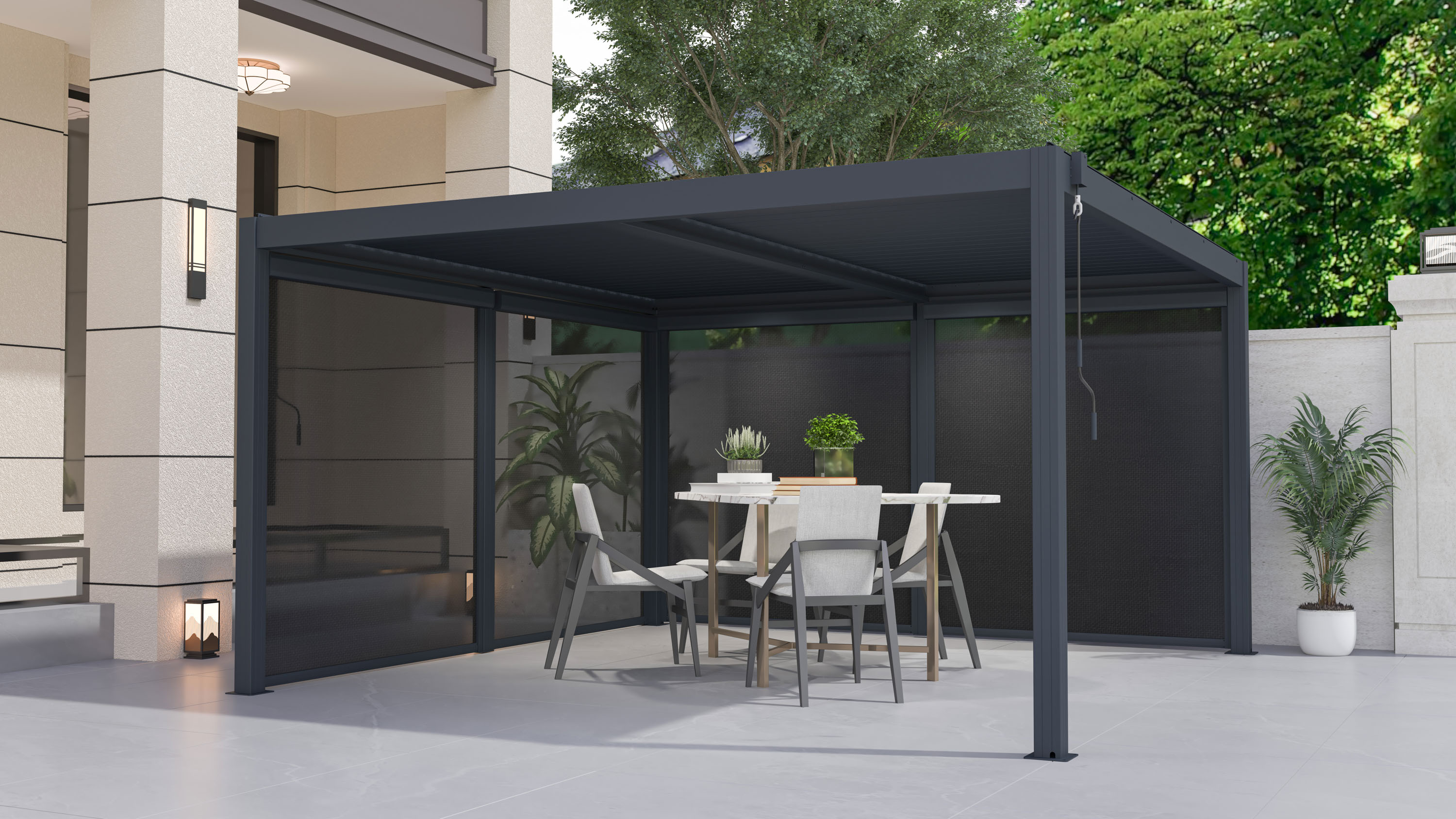 Bioklimatická pergola G21 Austin 4x4 m, antracitová hliníková (obrázek 11)