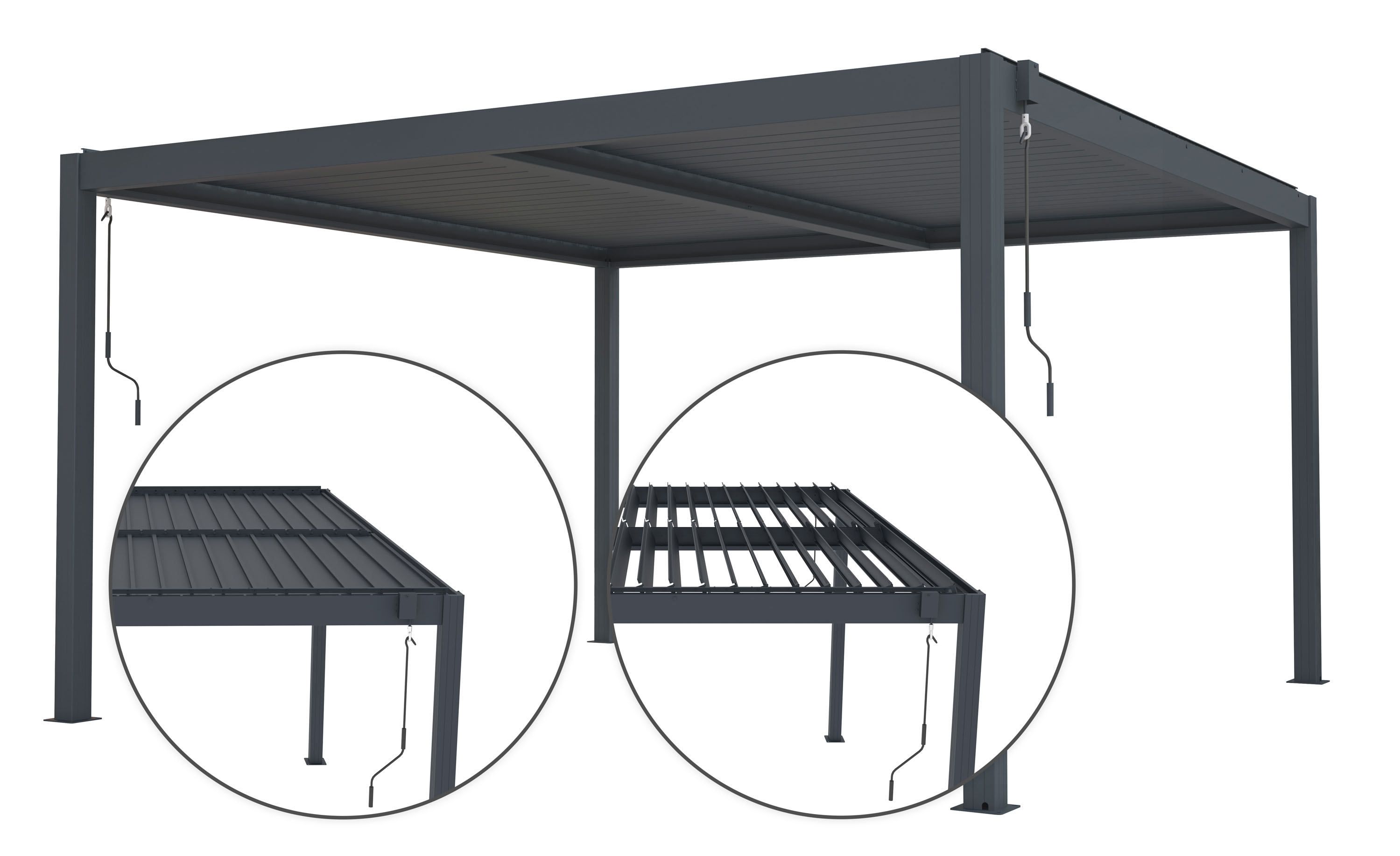 Bioklimatická pergola G21 Austin 4x4 m, antracitová hliníková (obrázek 3)