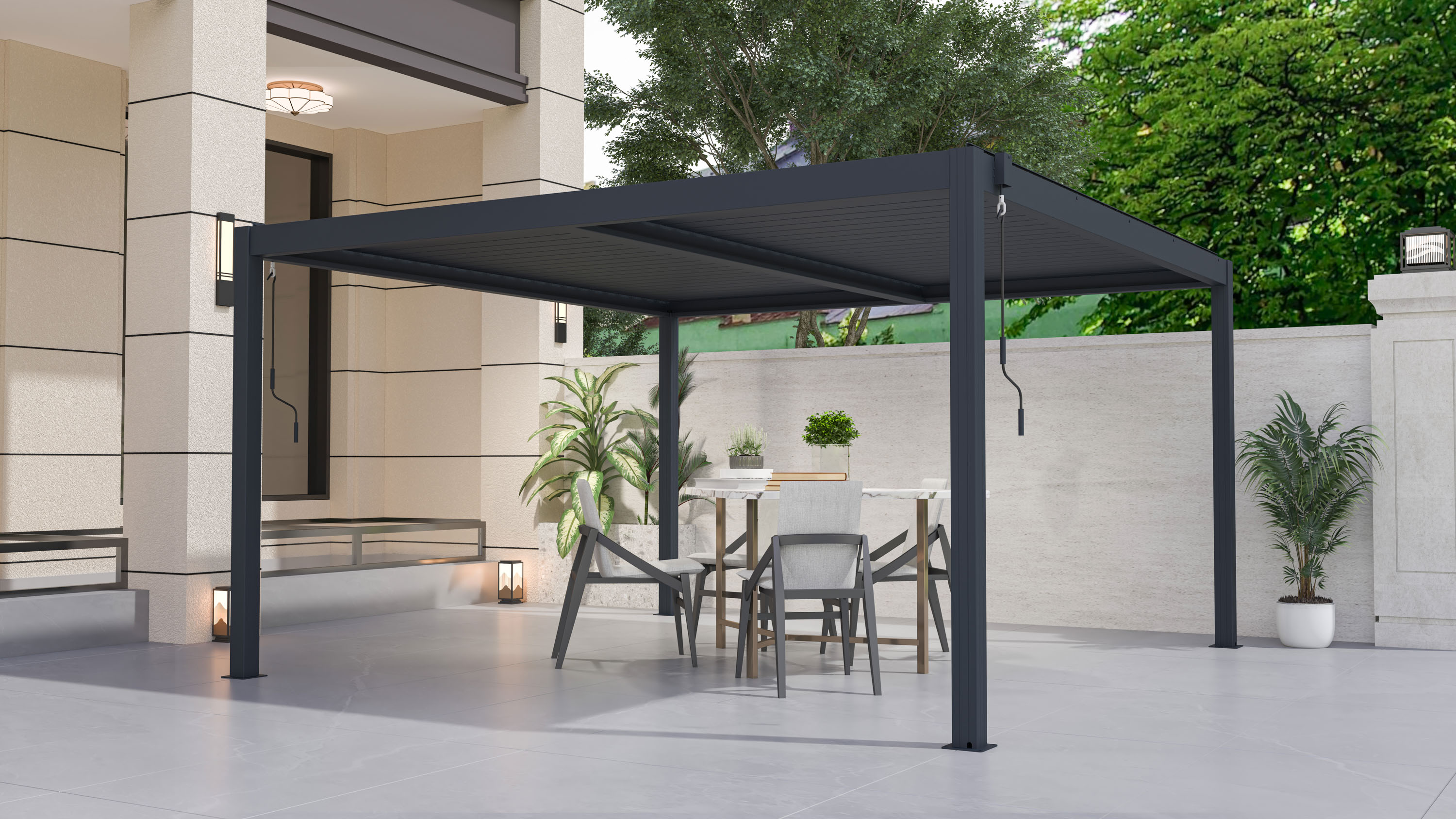 Bioklimatická pergola G21 Austin 4x4 m, antracitová hliníková (obrázek 10)