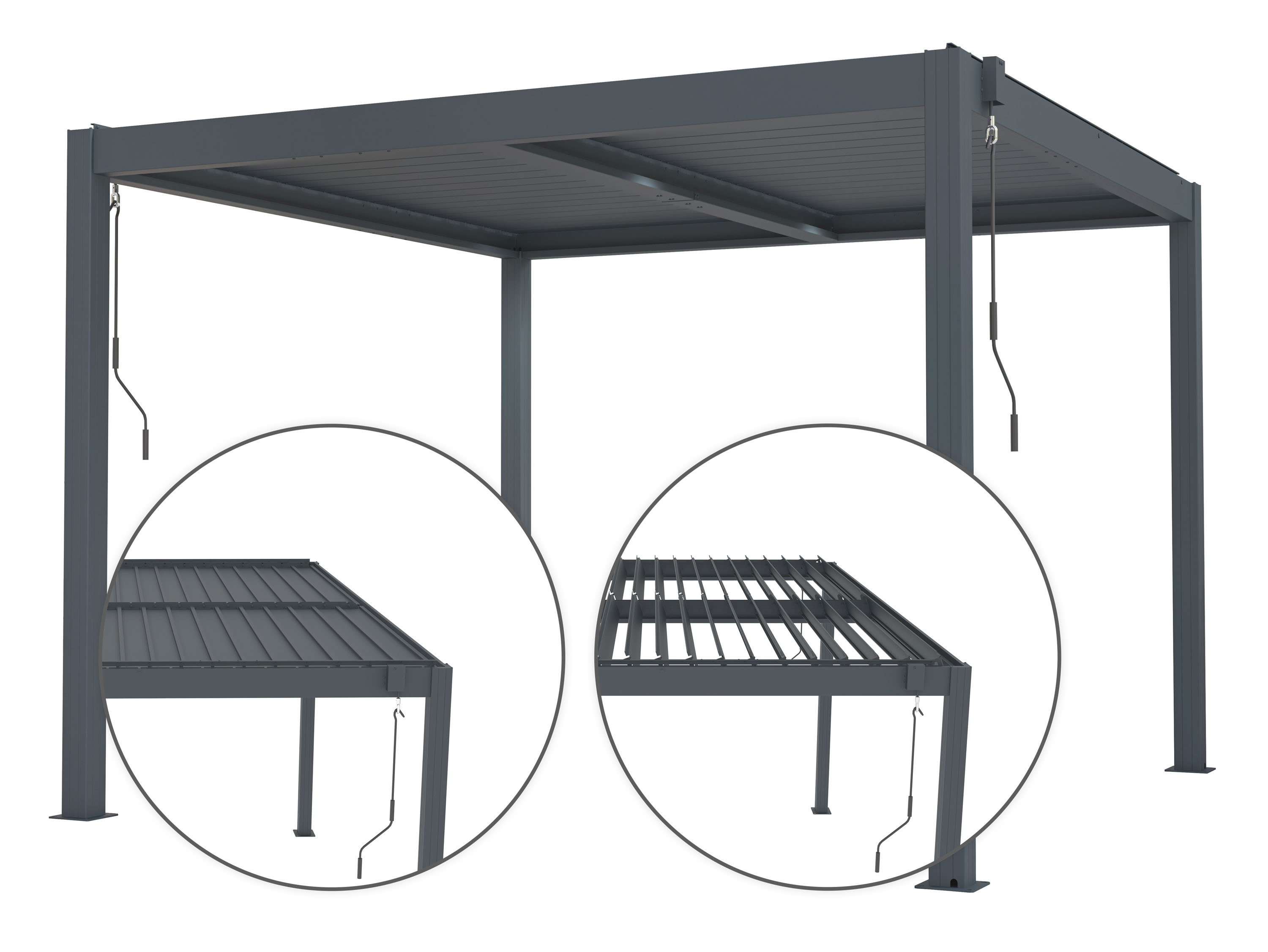 Bioklimatická pergola G21 Austin 3x3 m, antracitová hliníková (obrázek 3)