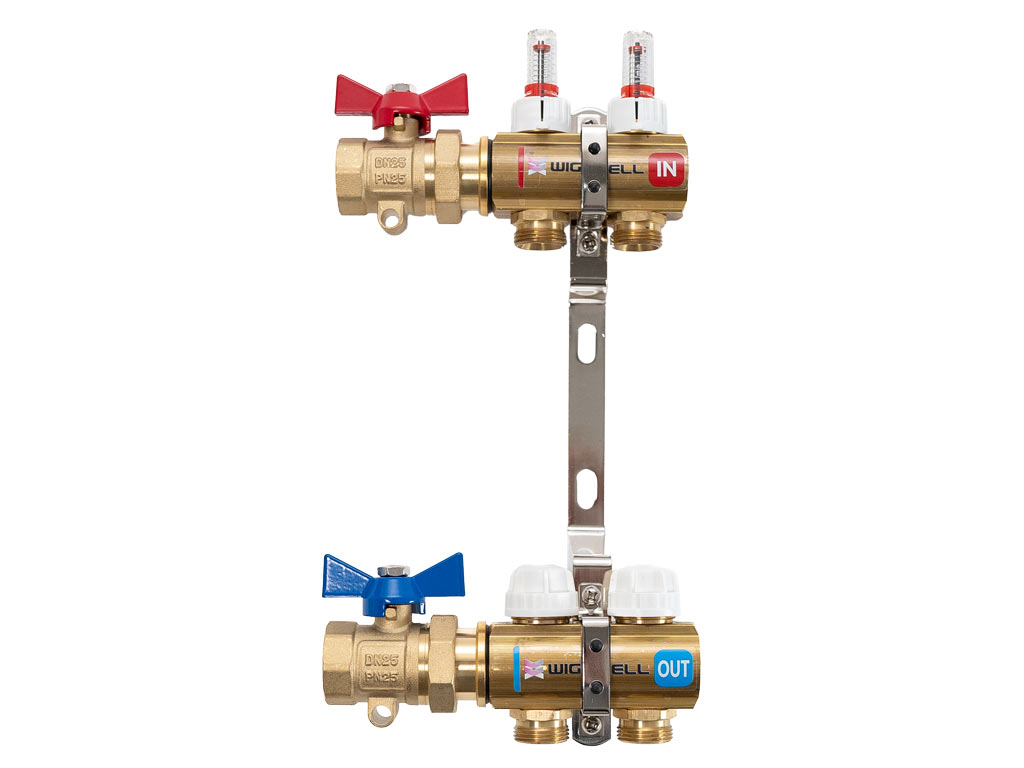 Wigell Ventil kulový přímý, se šroubením 1″ a těsněním + příprava na teploměr (pár) 8481.80.90