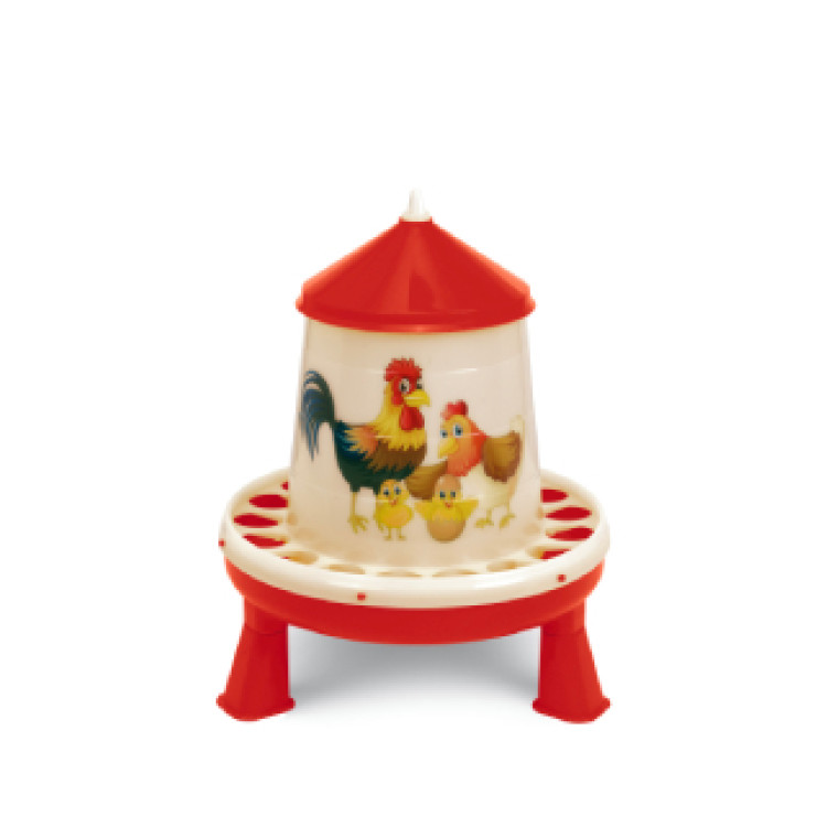 Plastové krmítko Agrofortel s nožičkami pro slepice v červené barvě