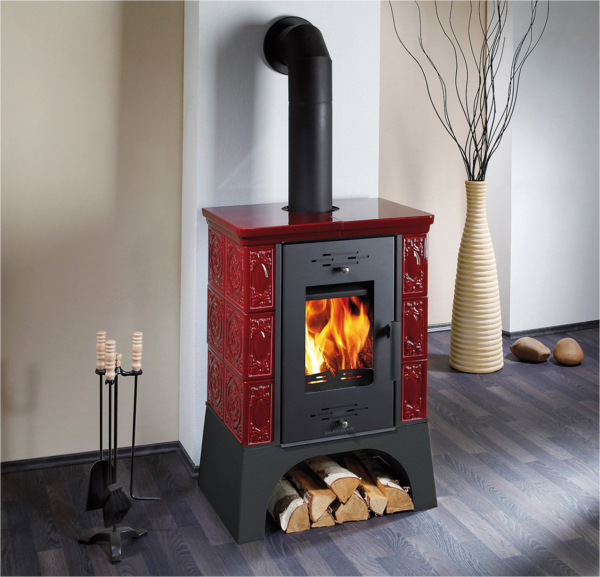 Haas+Sohn Kamna s výměníkem EMPOLI AL II, kachle bordeaux, vychlazovací smyčka