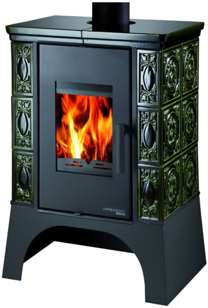 Haas+Sohn Kamna s výměníkem EMPOLI AL II, kachle zelená, vychlažovací smyčka