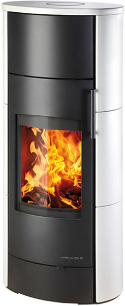 Haas+Sohn Kachlová kamna ORBA, matná bílá/černá aspero
